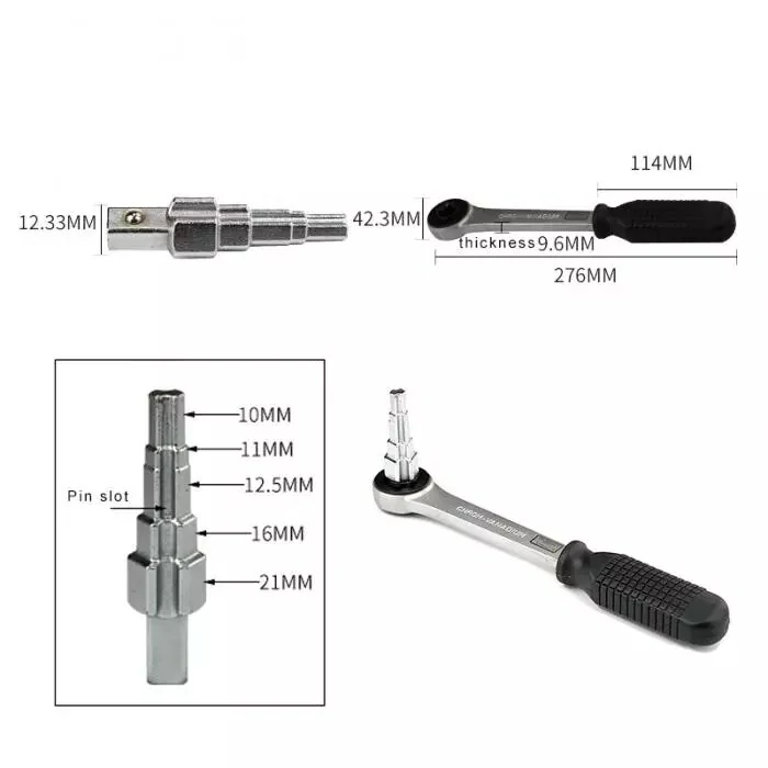 Radiator Spanner Wrench - 10-21mm Stepped Ratchet for Nipples | Durable Multi-Use - Image 3
