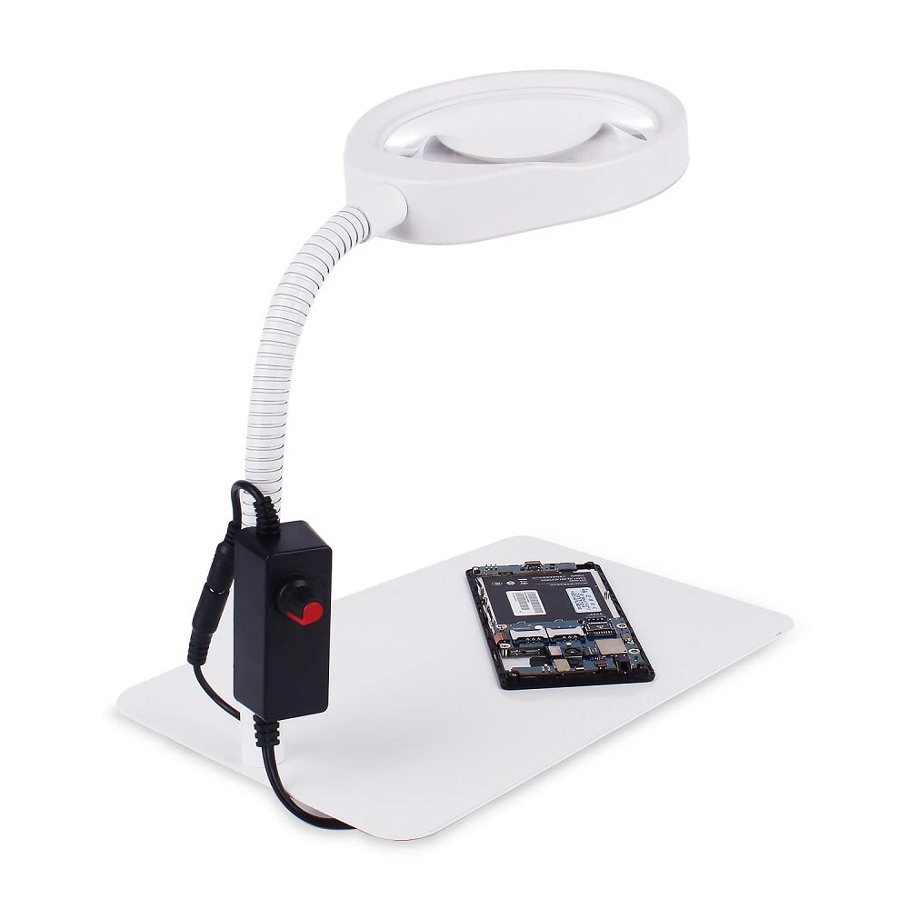PD-032C 10X/20X Magnifier Lamp with 48 LED Lights - USB Powered Metal Base - Image 5