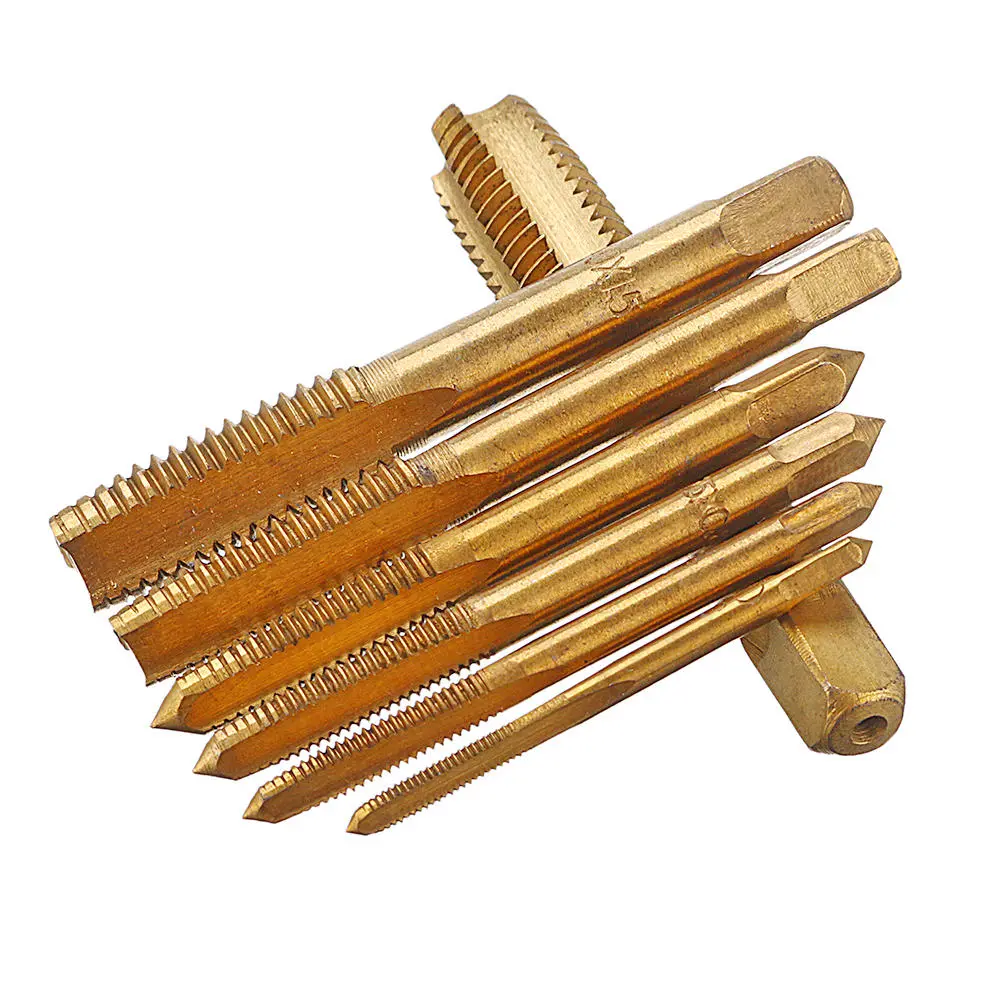 7pcs M3-M12 Machine Screw Plug Tap Set | Steel Titanium Coated | Straight Flute Hand Taps - Image 3