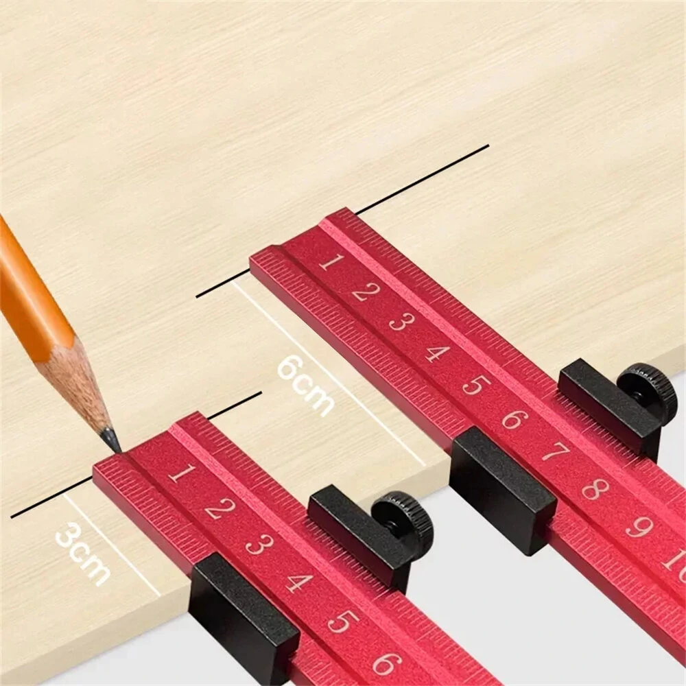 Woodworking Aluminum Alloy Ruler Scale - Thickened Plate Positioning Block & Measure Tool - Image 3