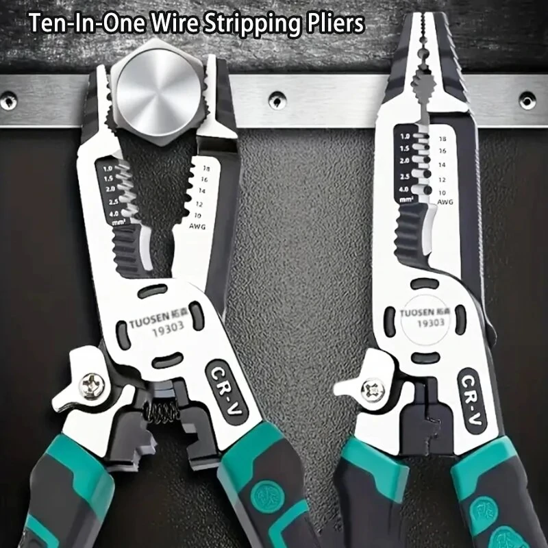 Vanadium Steel Electrician Pliers - Wire Stripping & Cutting Tool with Non-Slip Grip - Image 3