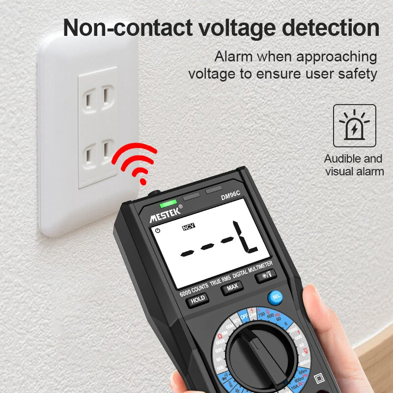MESTEK TRMS Auto-Ranging Digital Multimeter - 1000V 10A AC/DC, NCV, Hz | Fast & Accurate - Image 4