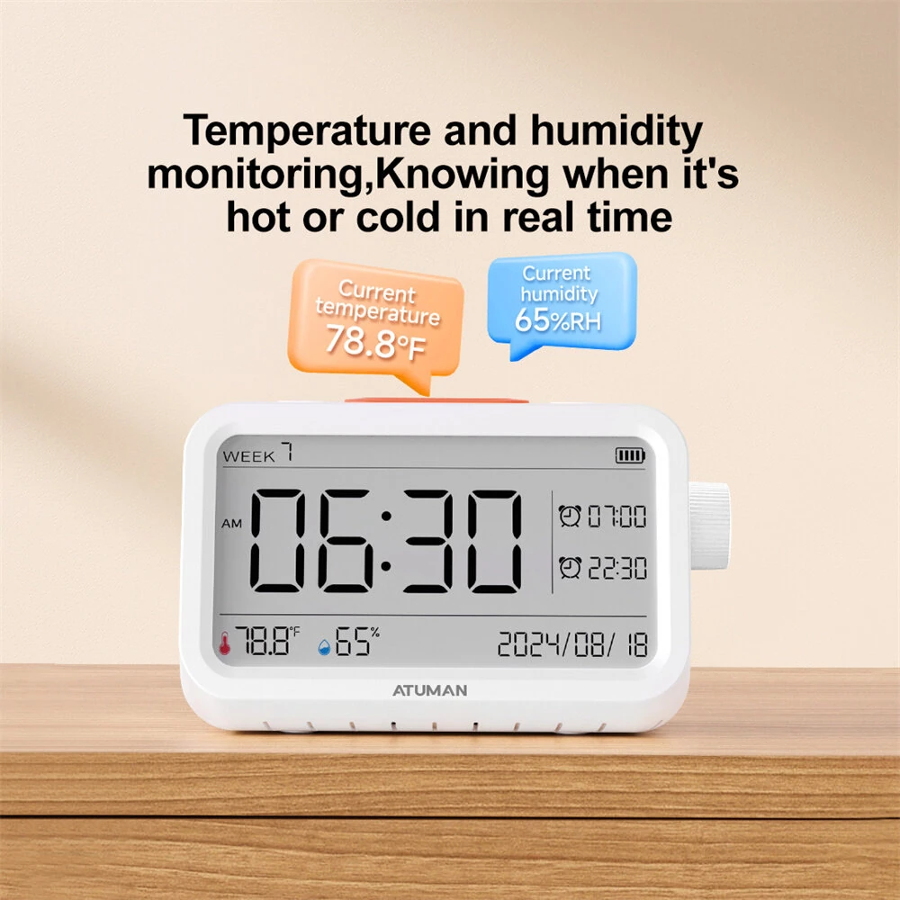 Atuman MT2 3-in-1 Alarm Clock Timer | -9.9°C~60°C LCD Hygrometer Thermometer - Image 2