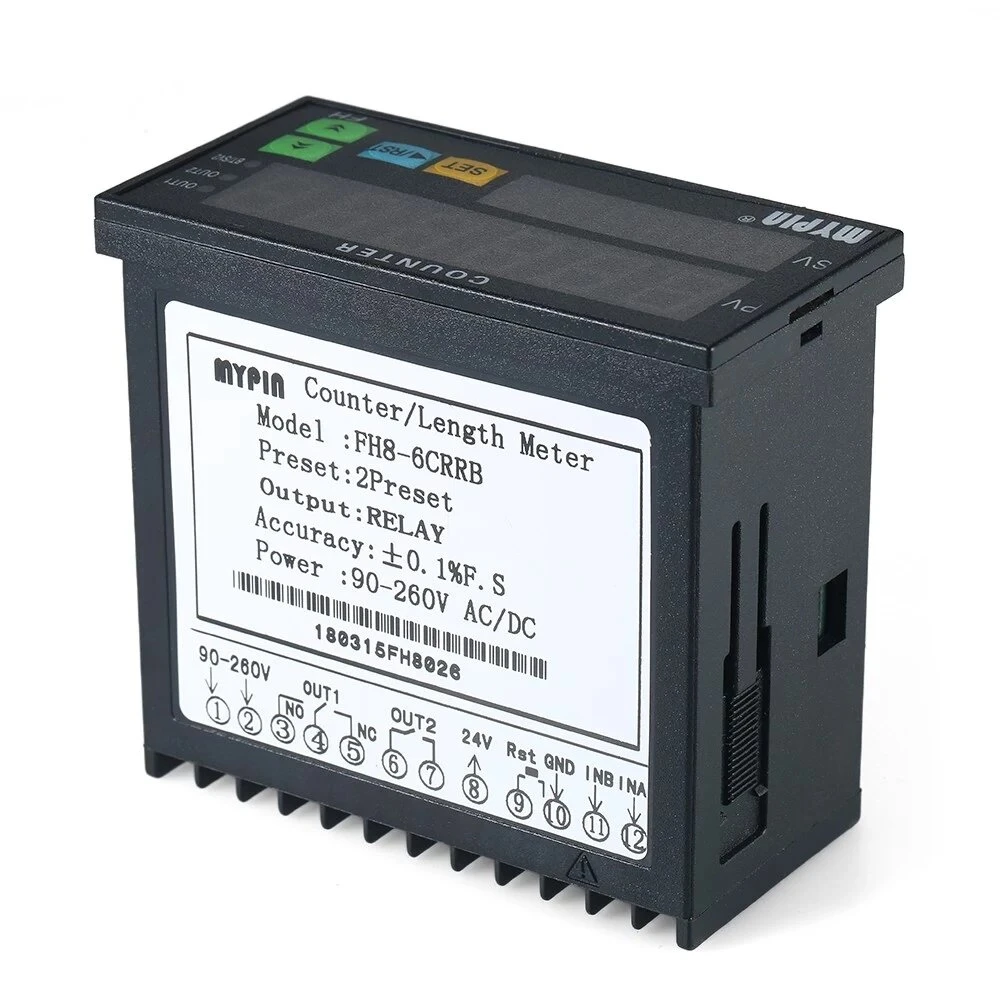 Multi-functional Dual LED Display Digital Counter - 90~265V AC/DC Length Meter with 2 Relay Output - Image 5