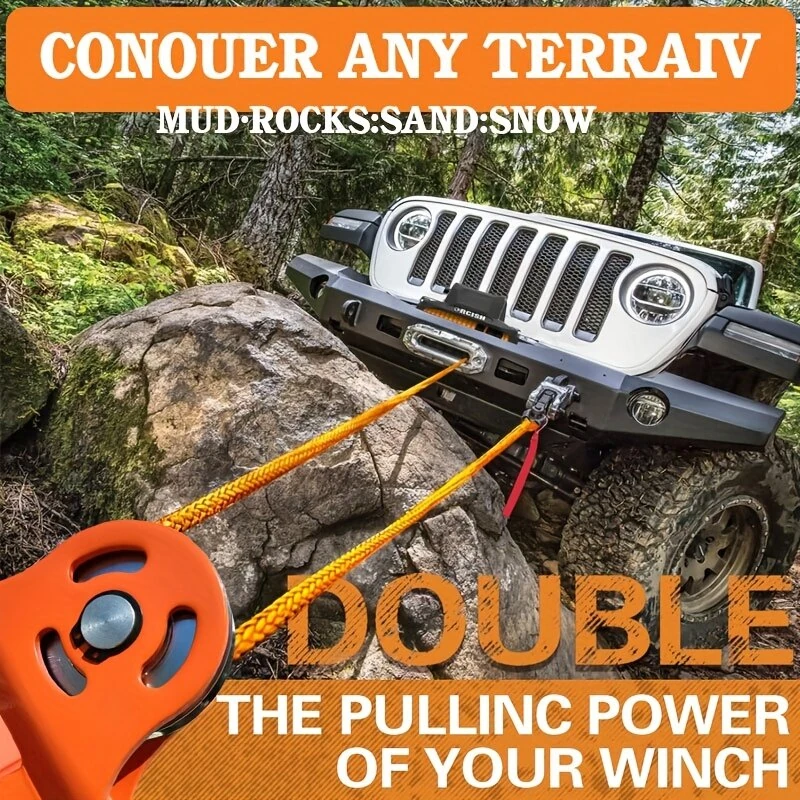 6 Ton Heavy Duty Winch Pulley Block - 13000lb Max Load for Truck ATV Tractor | Steel Cable & Synthetic Rope Compatible | Outdoor Rescue & Stump Removal - Image 2
