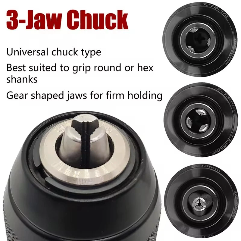 Metal Drill Chuck 13mm Threaded Keyless - Hex Shank SDS Square Adapter for Drill Bits - Image 3