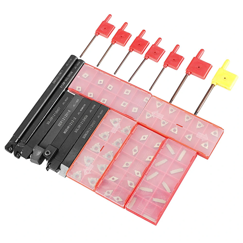 Drillpro CT-12 Lathe Tool Holder Kit - 12mm Shank with 50pcs Carbide Inserts - Image 2