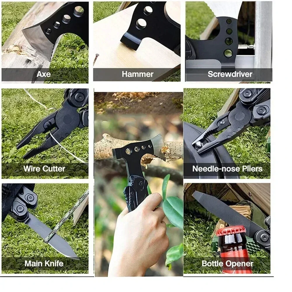 Multifunctional Axe & Pliers Tool - Stainless Steel Compact for Camping Survival - Image 4