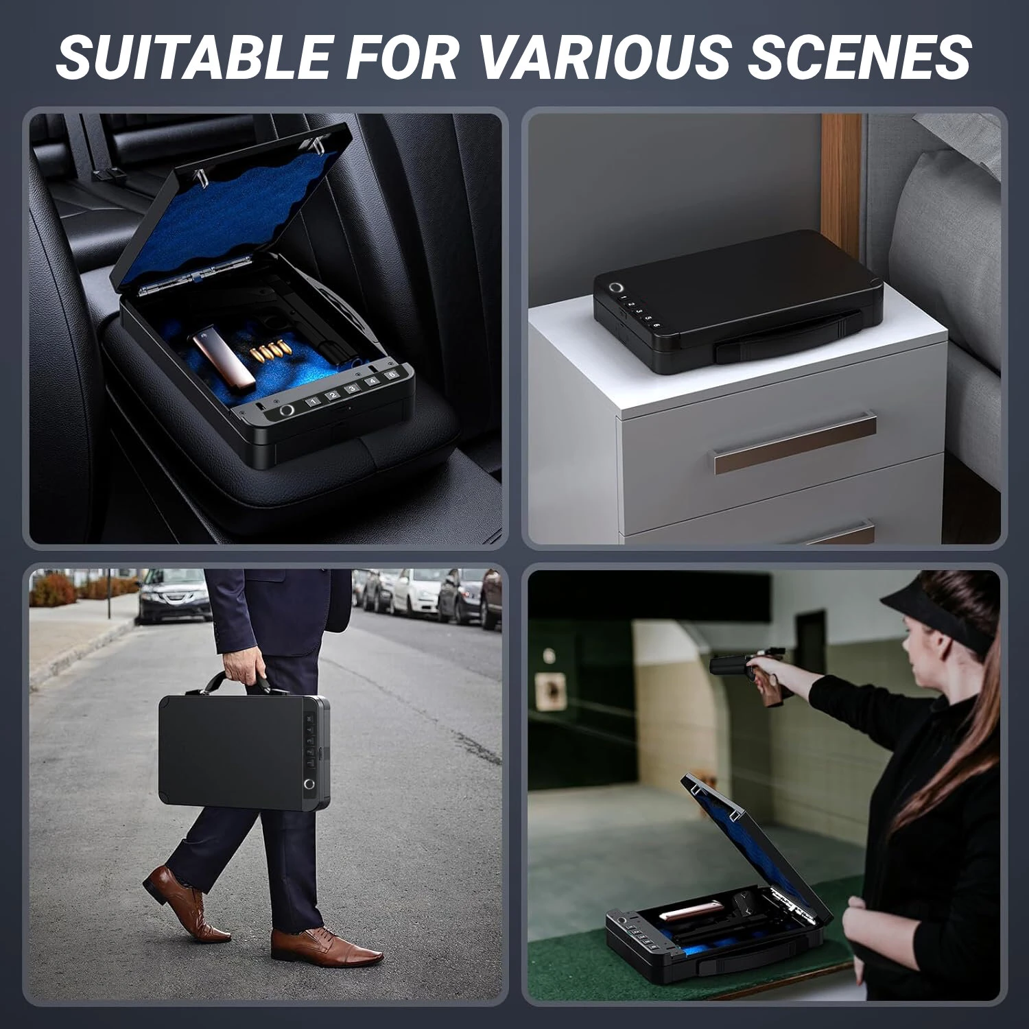 Smart Fingerprint Gun Safe with Tuya App | 29x19x6.3cm Iron Construction & Alarm | Advanced Biometric Lock - Image 3