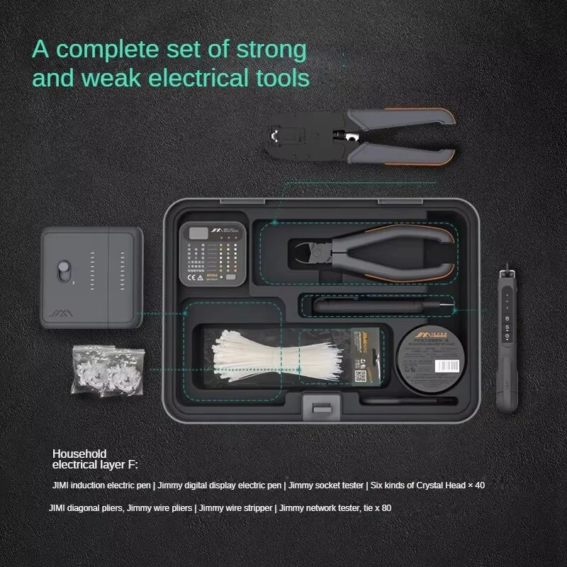 JIMI X1-F Network Toolset | Cable Tester, Wire Stripper, Pliers & Toolbox - Image 3