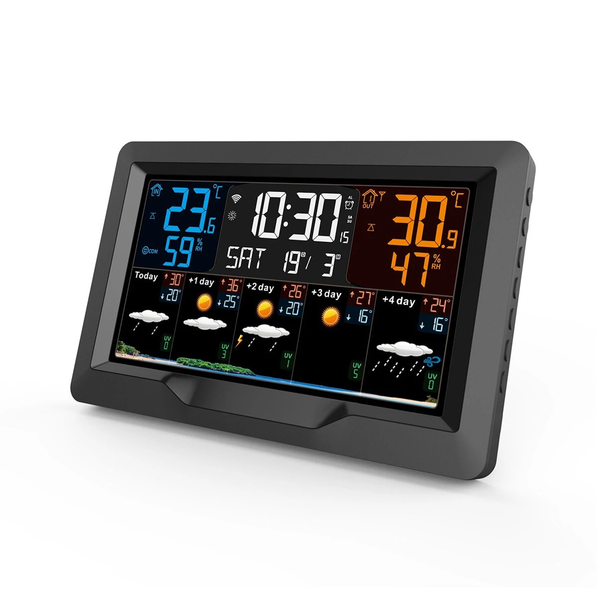 FJ3390TY-A WiFi Weather Clock | Color Screen, Temp & Humidity Alarm Clock - Image 2