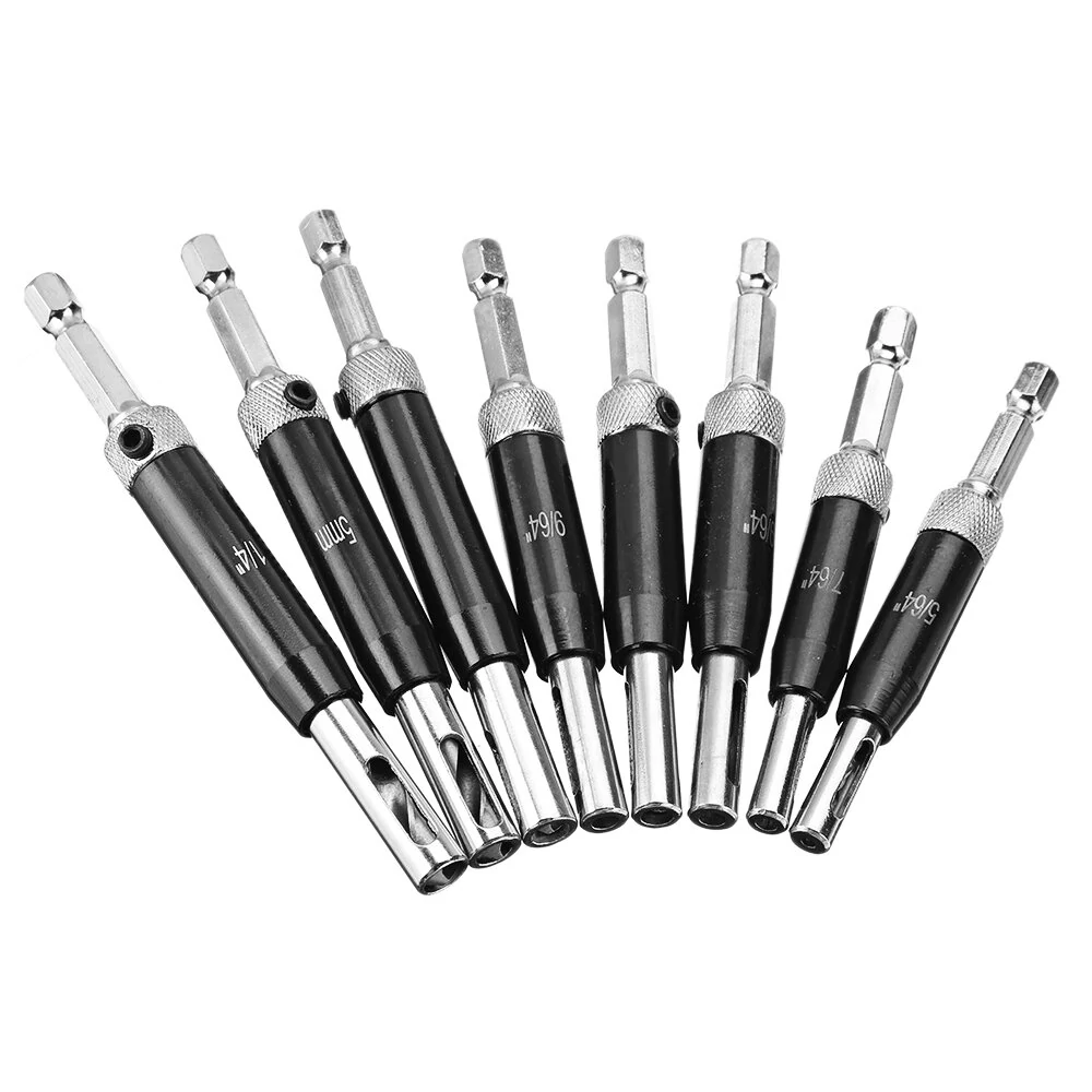 Drillpro Self Centering Door Hinge Drill Bit - 8pcs & 16pcs Set | Woodworking Tool - Image 5