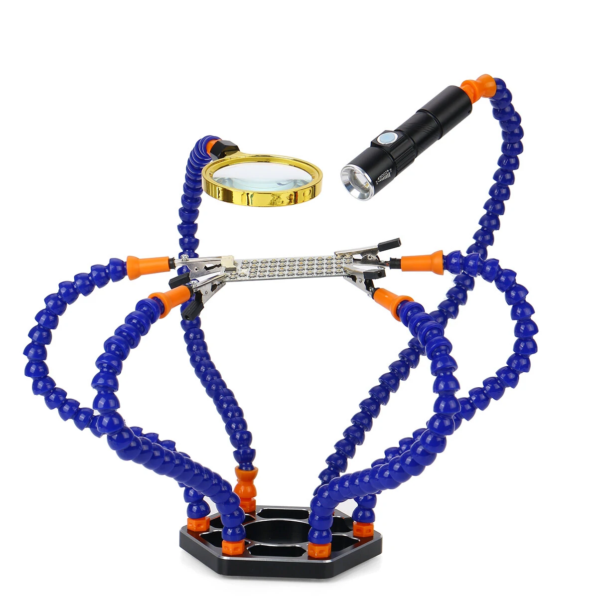 Flexible Soldering Helping Hands with Magnifier & Light | 3rd Hand PCB Holder - Image 3