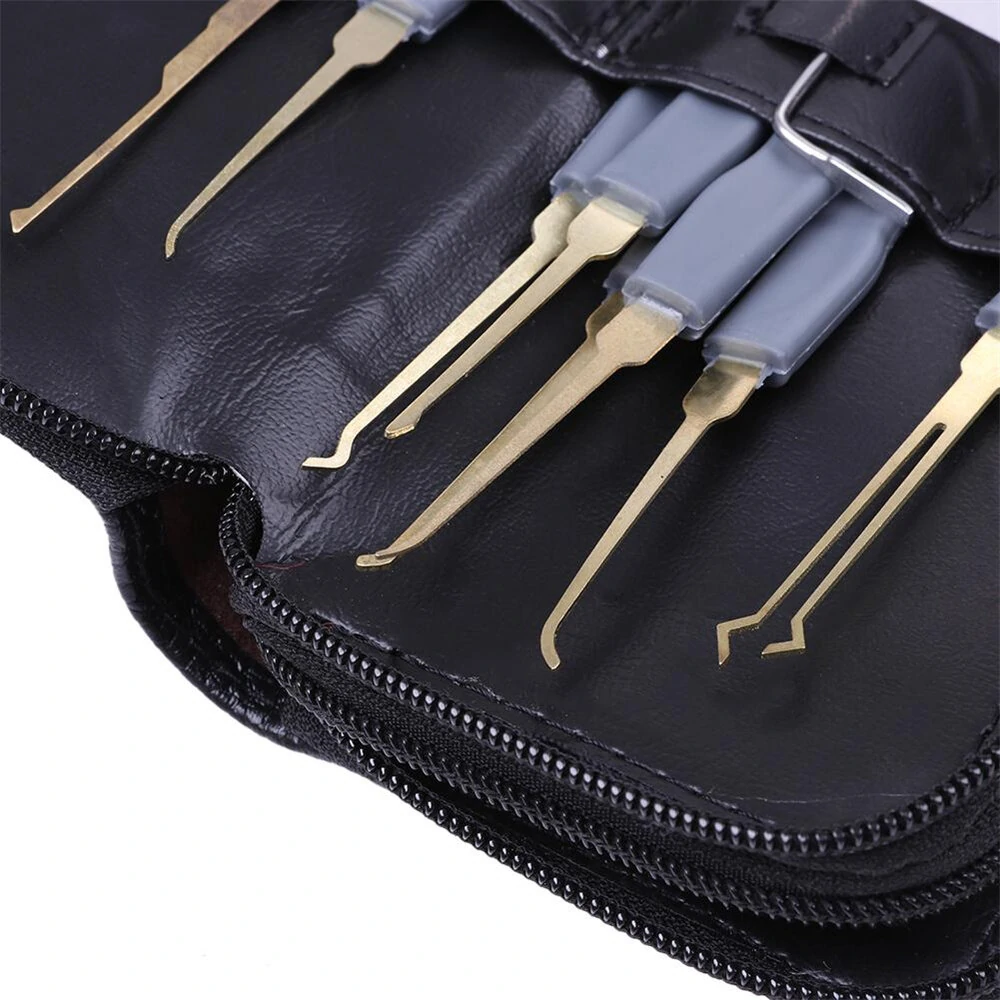 Spring Steel Locksmith Practice Tool Set - 25 PCS Single Hook Lockpick Kit with Tension Wrench & Leather Case - Image 5