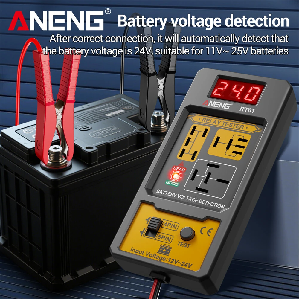 ANENG RT01 Automotive Relay Tester - Digital Voltage Detecter for 12V/24V | 4-Pin 5-Pin Diagnostic Tool - Image 4