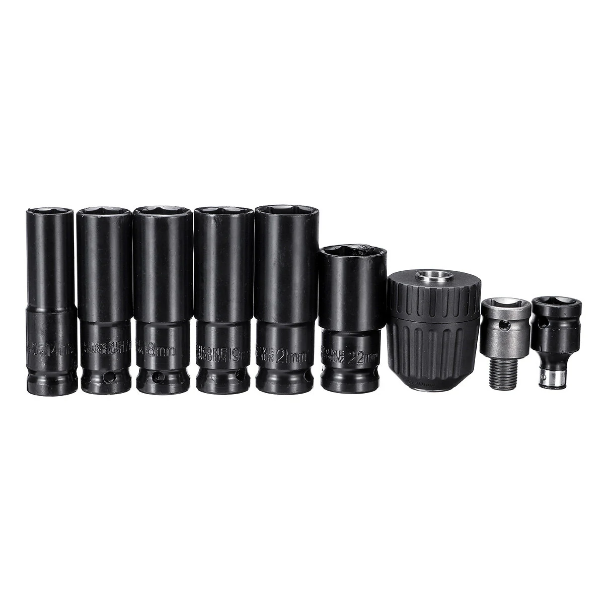 HILDA 10pc 1/2 Impact Socket Wrench Set | Metric Drill Chuck Adapter - Image 3