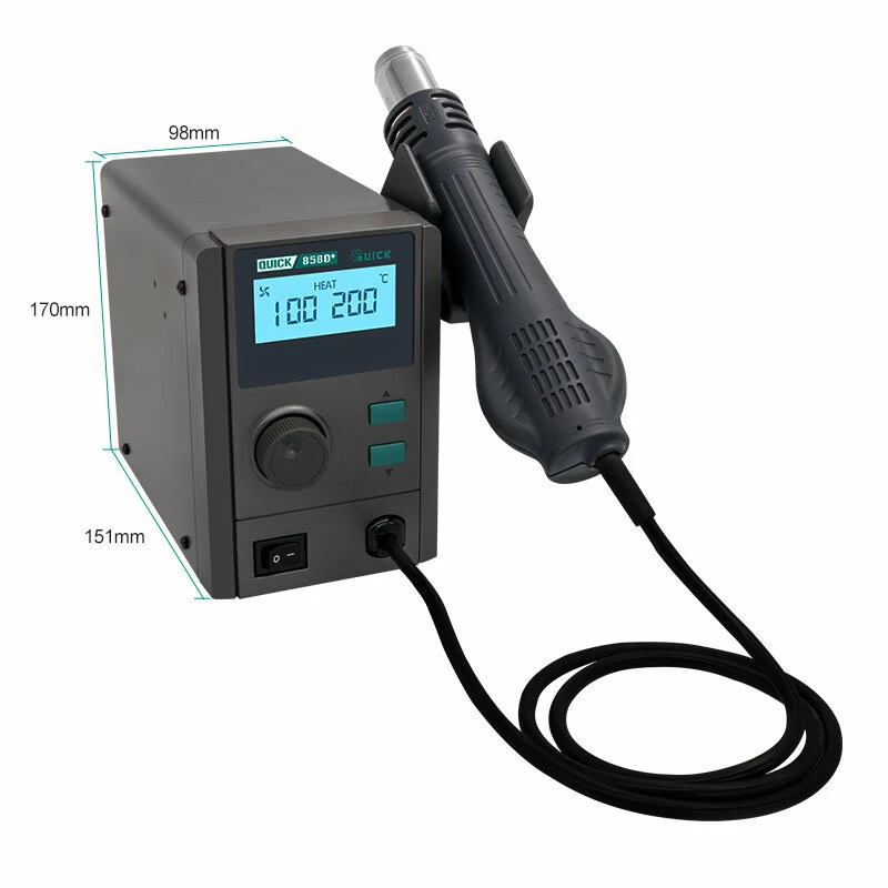 QUICK 858D+ 750W Soldering Station | Hot Air Gun BGA Rework | LED Display - Image 4