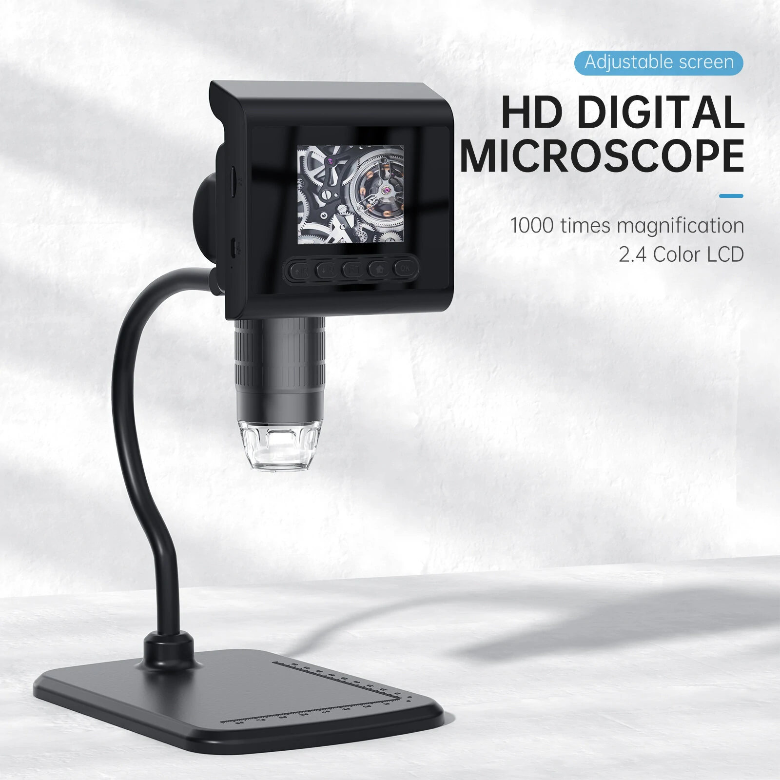P190 Digital Microscope with 4.3 Screen - 1000x Magnification | 1080P HD | 8 LED Lights - Image 2