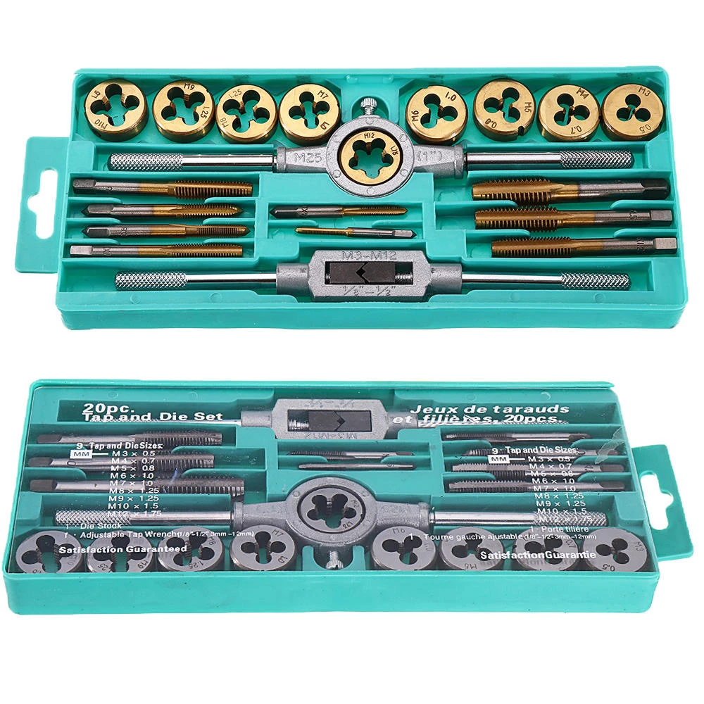 Drillpro 20pcs Alloy Steel Tap and Die Set | M3-M12 Metric Thread Repair Kit - Image 4