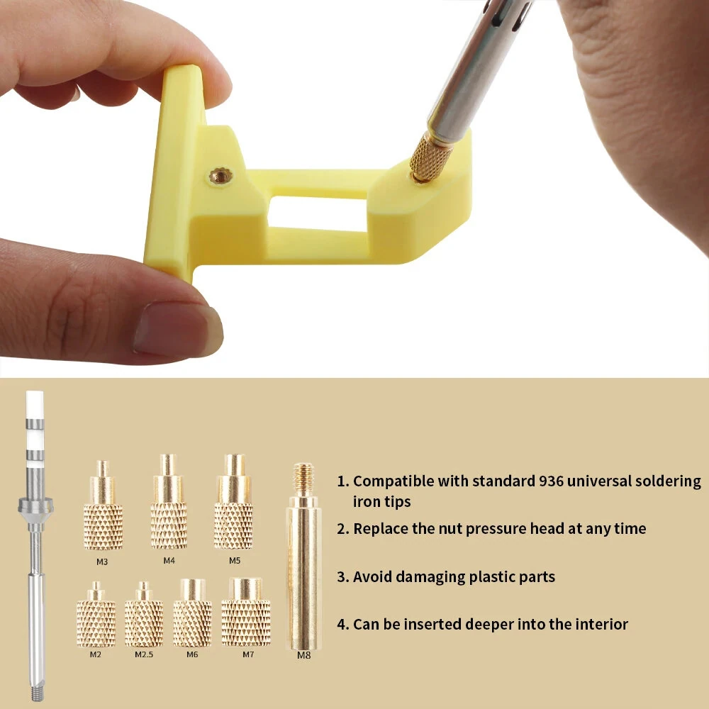 TS100 Hot Melt Insert Kit - Brass CNC Precision for M2 M3 M4 M5 M6 M8 | 936 Iron Tips - Image 3