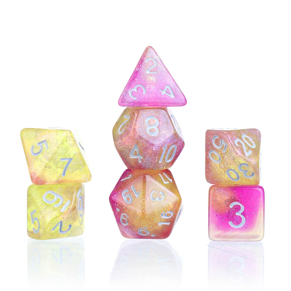 7Pcs Glitter Polyhedral Dice Set - Clear Resin D&D RPG Table Game Gift - Image 2