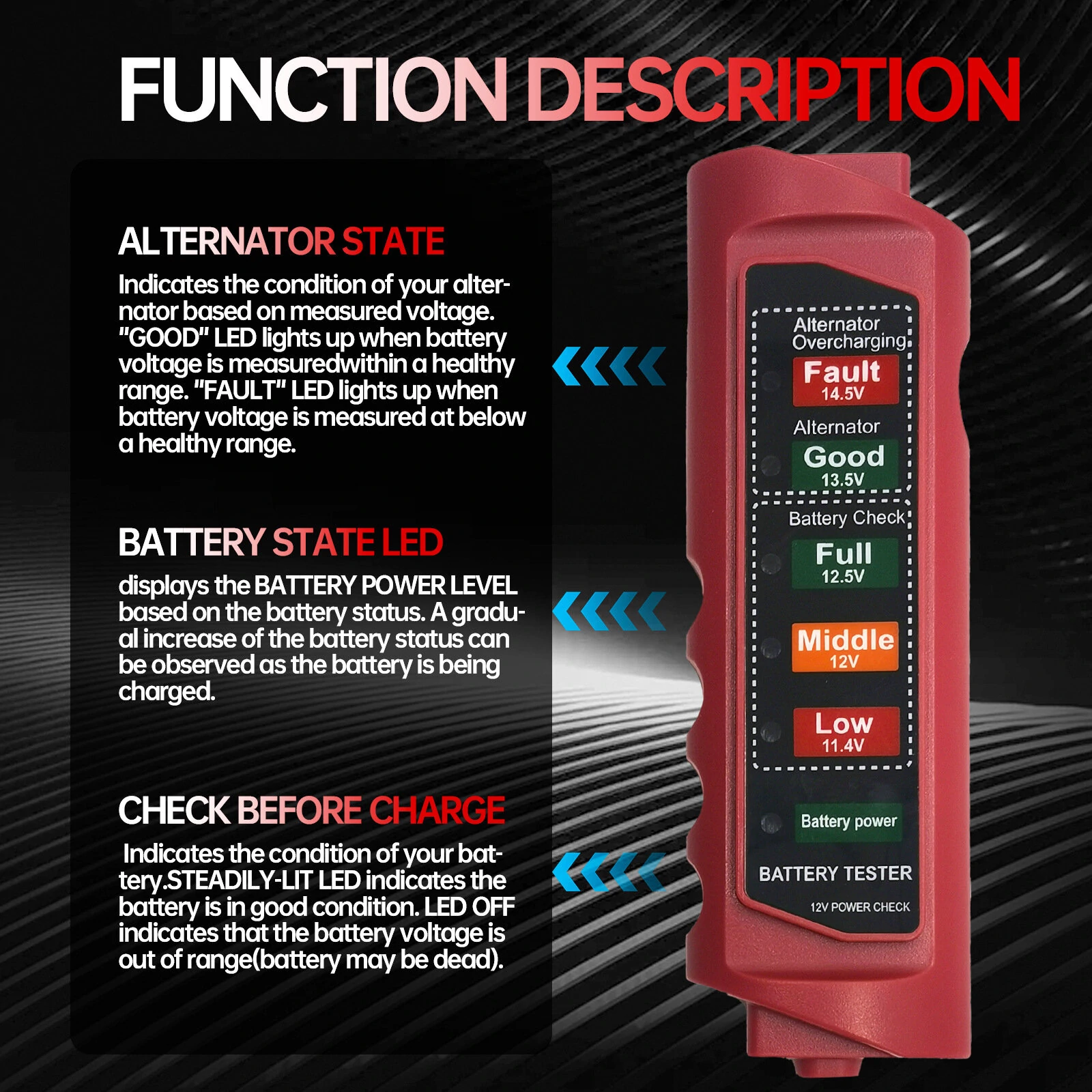 BT890 Advanced Car Battery Tester | Alternator Check, DC4-16V Range, Precise Measurements - Image 3