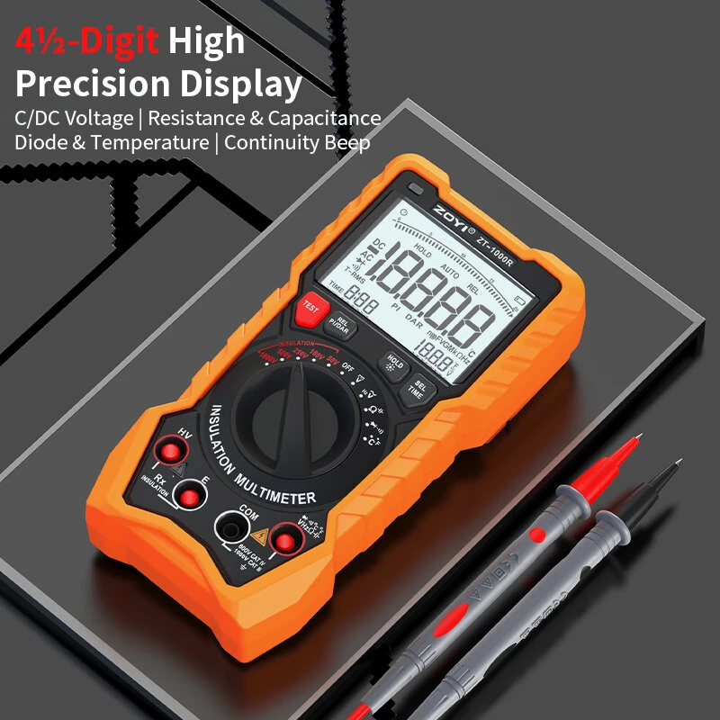 ZOYI ZT1000R 2-in-1 Multimeter & Insulation Tester | 1000V AC/DC True RMS | Backlit Screen - Image 4