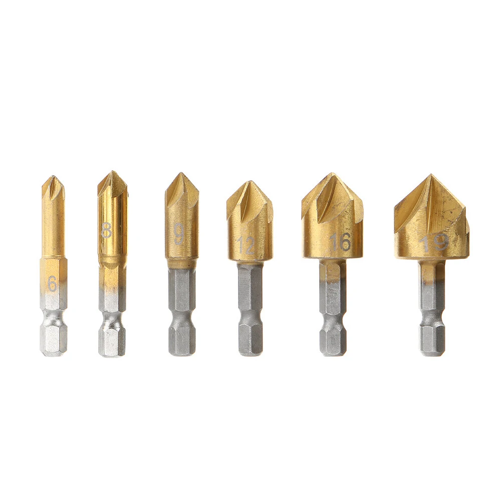Drillpro 25pcs Chamfer Countersink Drill Bit Set | 5 Flute 90 Degree Step Bits - Image 4