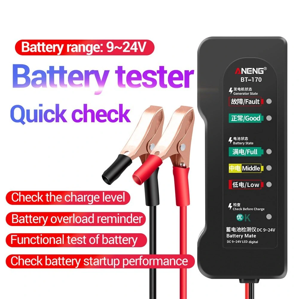 ANENG BT170 Battery Tester | 9V-24V LED Display for Car & Vehicle Battery - Image 3