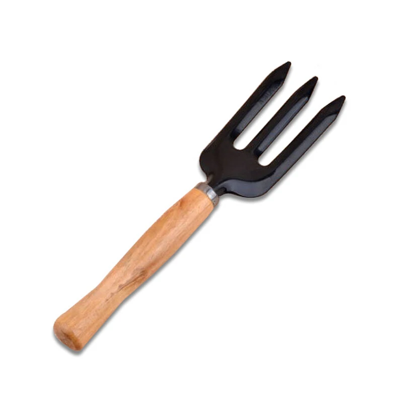 3Pcs Garden Hand Tools Set - Iron Shovel Spade Rake Trowel with Wood Handle - Image 3