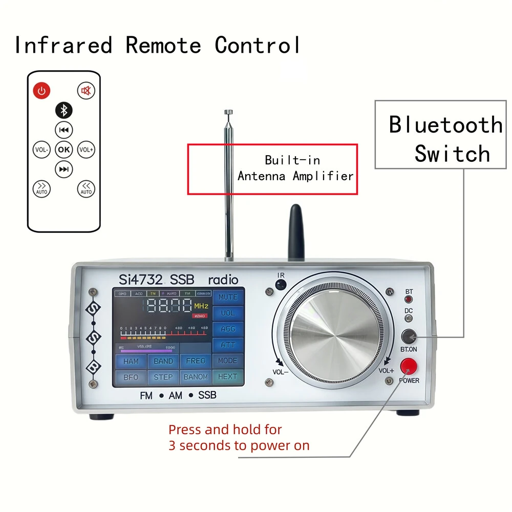 ATS-25 Full Band Radio Receiver - Touch Screen Bluetooth SSB FM SW MW LW - Image 4