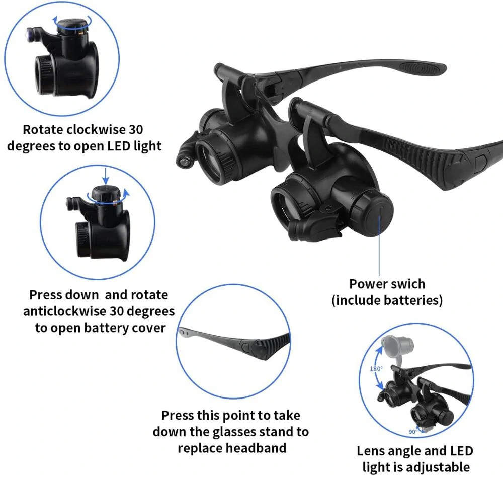 2.5X to 25X Headband Magnifier | Double Eye Loupe for Jewelry & Watch Repair - Image 4