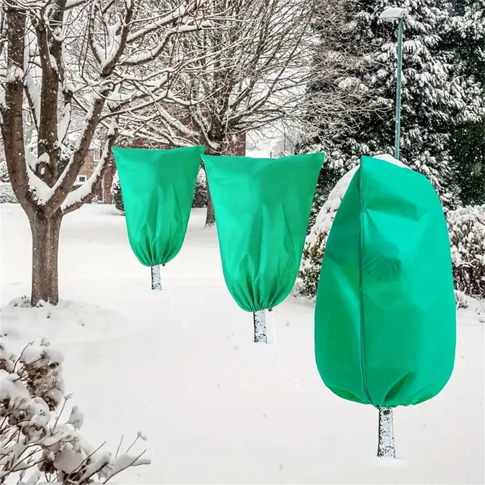 Winter Plant Protection Covers 4-Pack | 80x120cm Green Jackets with Zipper & Drawstring for Shrubs & Trees - Image 4