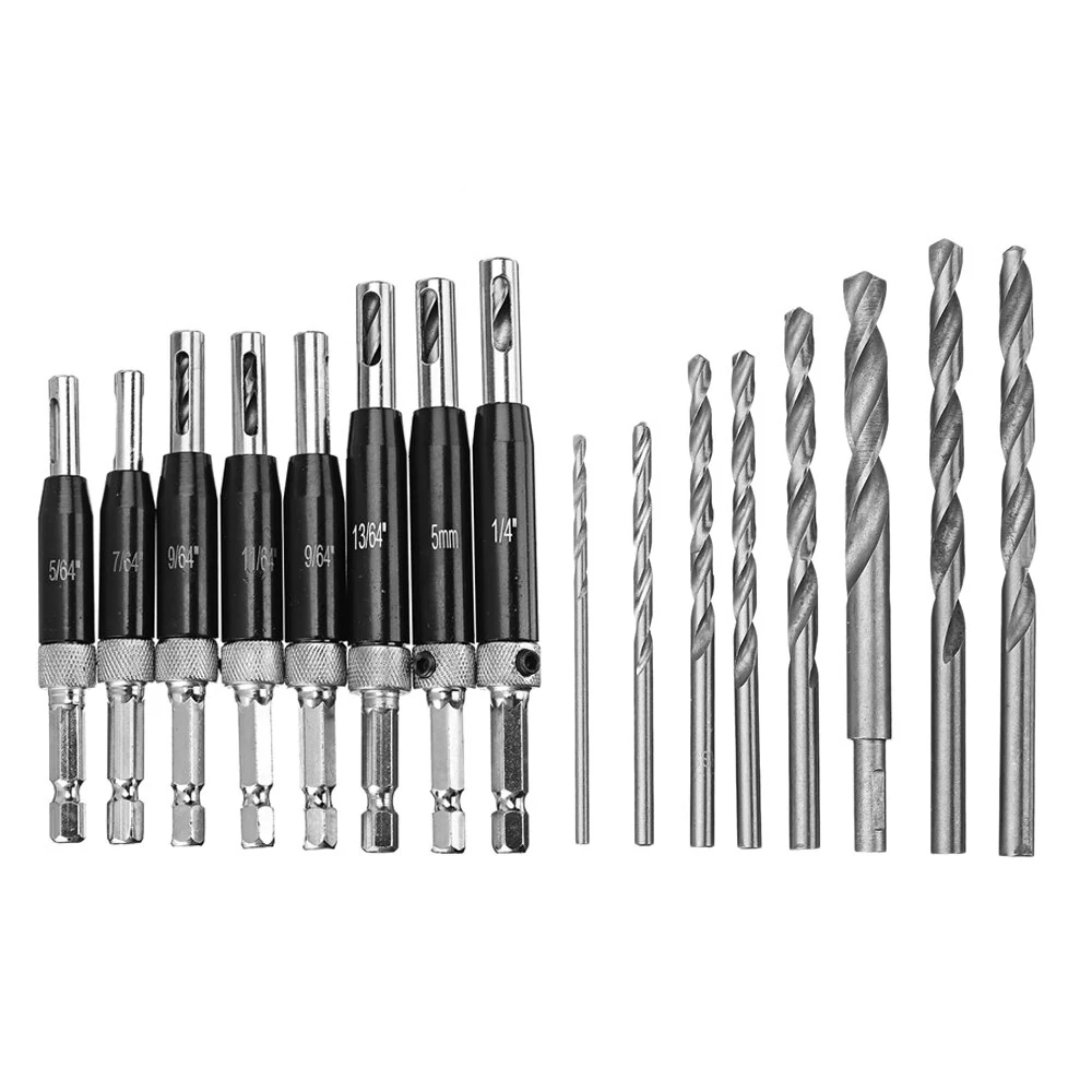Drillpro Self Centering Door Hinge Drill Bit - 8pcs & 16pcs Set | Woodworking Tool - Image 2