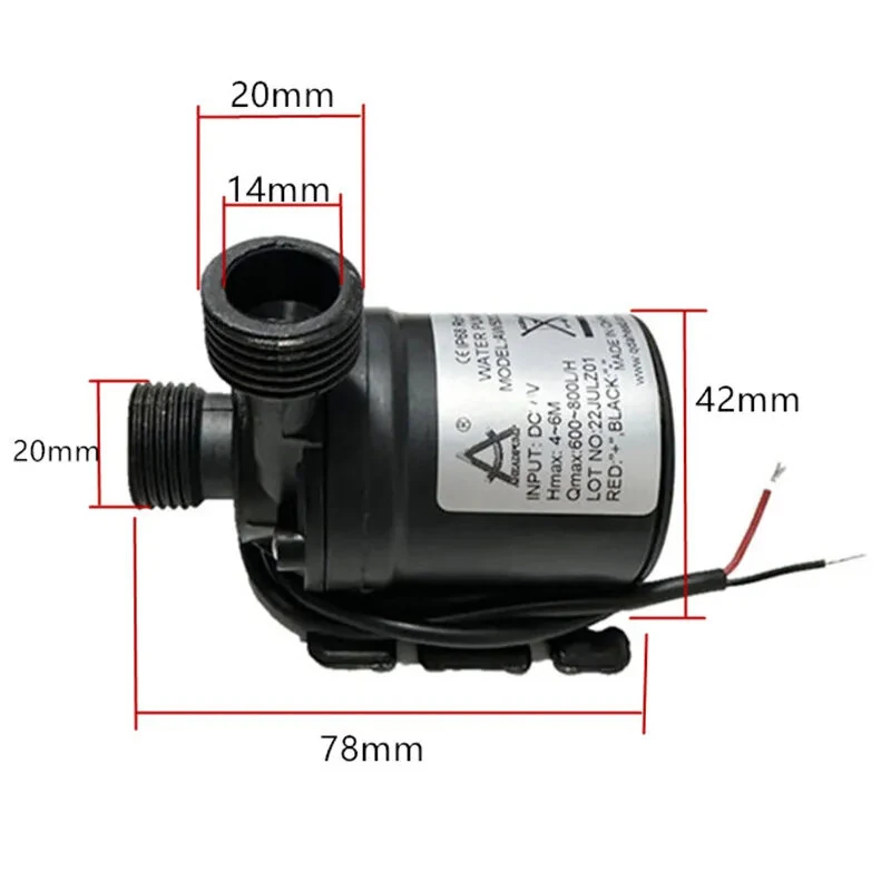 DC 12V/24V Solar Water Pump - 800L/H Brushless Motor - Super Quiet Submersible Booster - Image 4