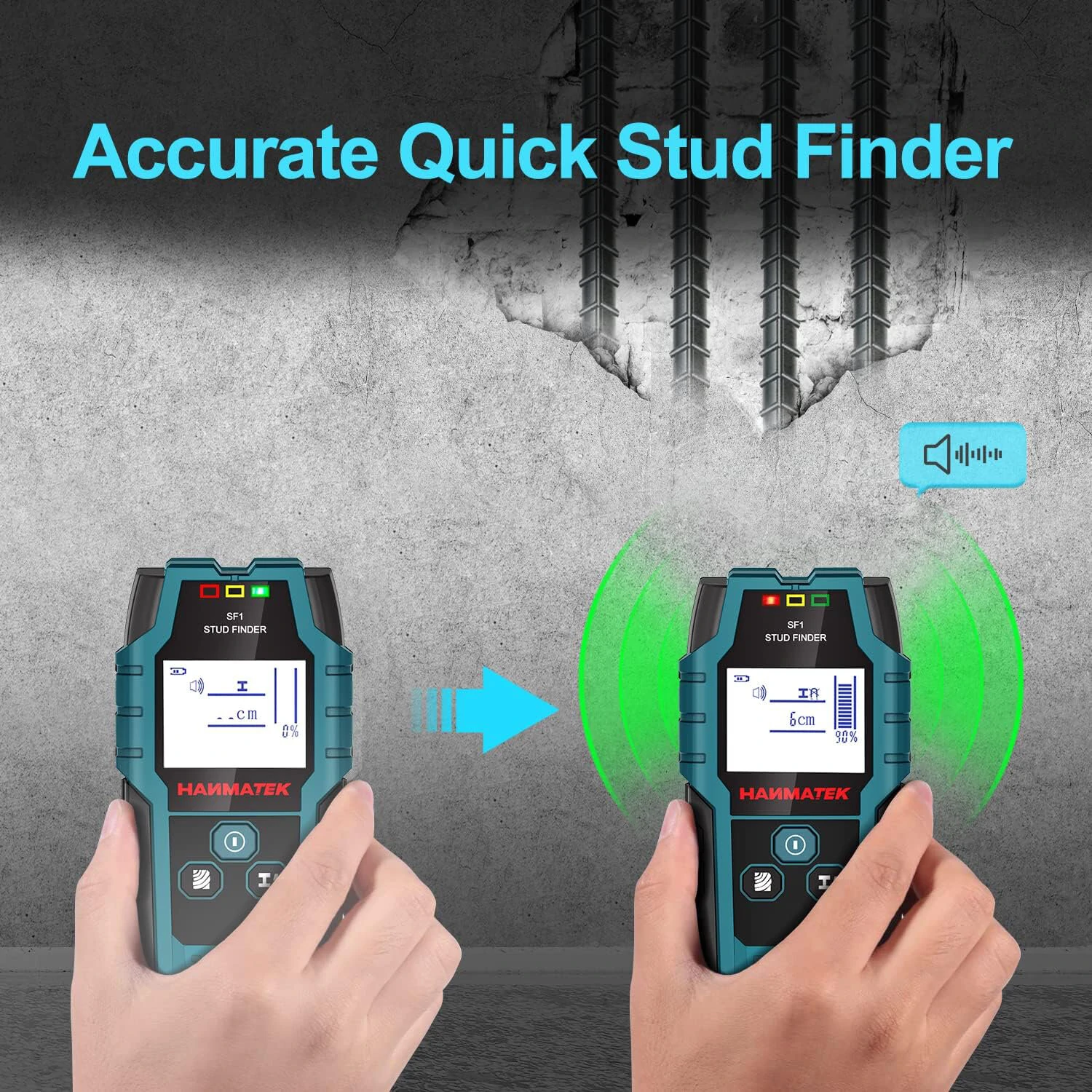 HANMATEK SF1 Stud Finder Wall Scanner - 5 in 1 Detector for Metal Wood & Wires - Image 4