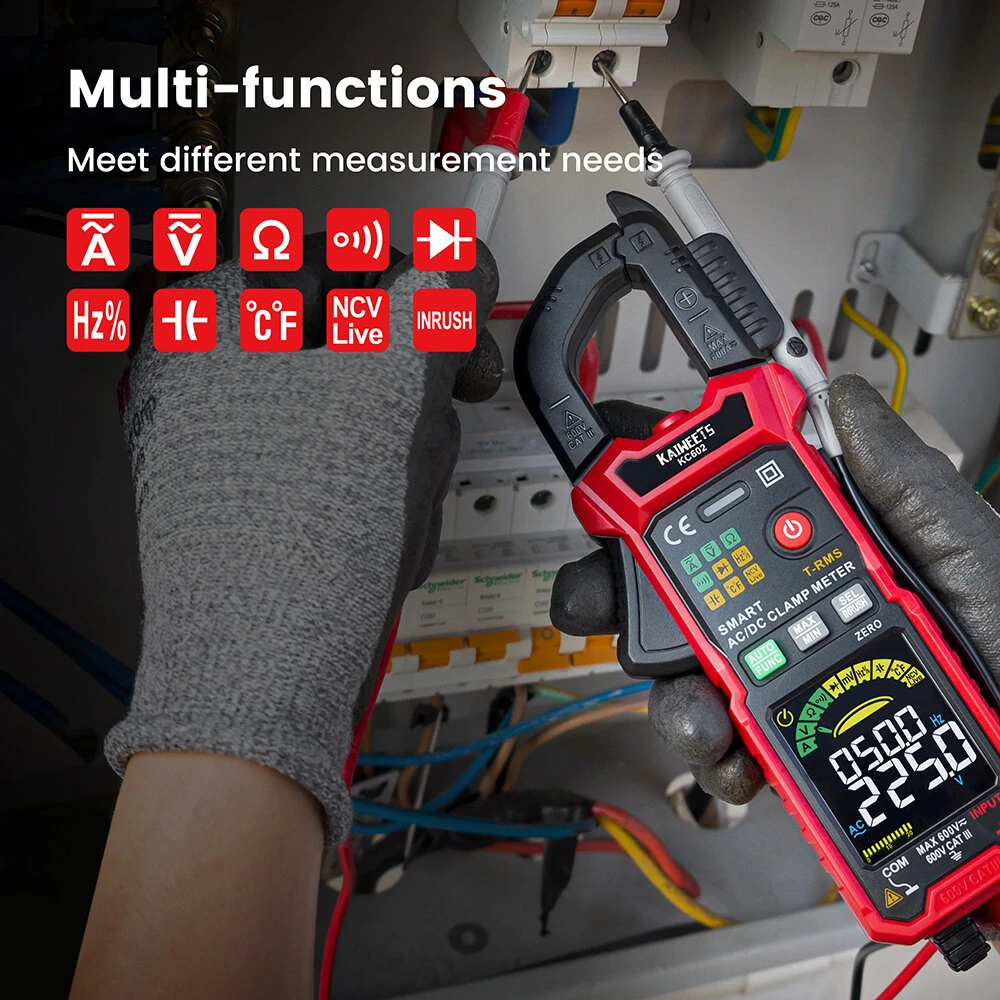 KAIWEETS 602 Digital Clamp Meter - 600A AC/DC - HD Color Screen & Intelligent Mode - Image 3