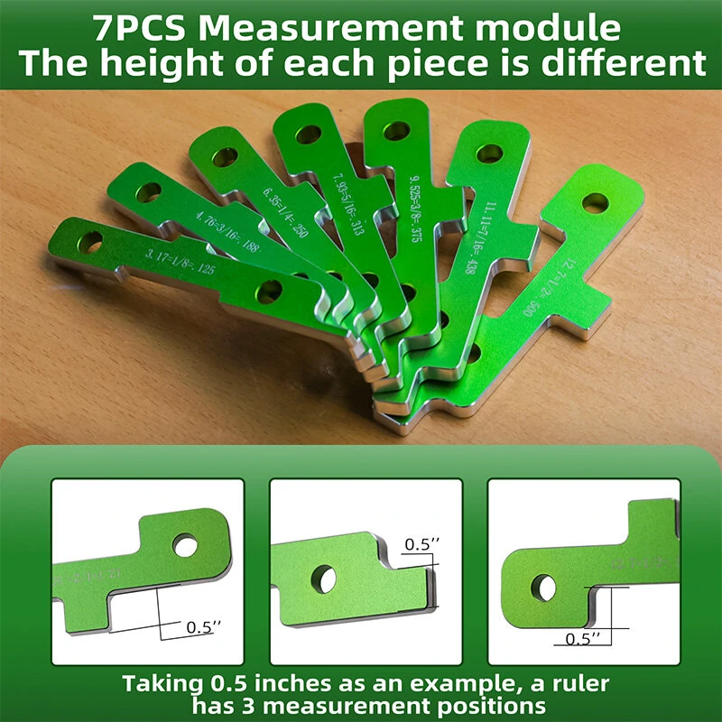7PCS Woodworking Setup Blocks | Inch & Fractional Measurements | Heavy Duty Steel Precision Tool - Image 3