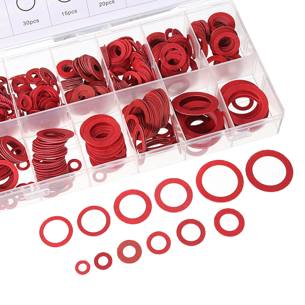 150/600pcs Steel Sealing Washer Assortment - Red Flat Ring Gaskets for Fittings - Image 4