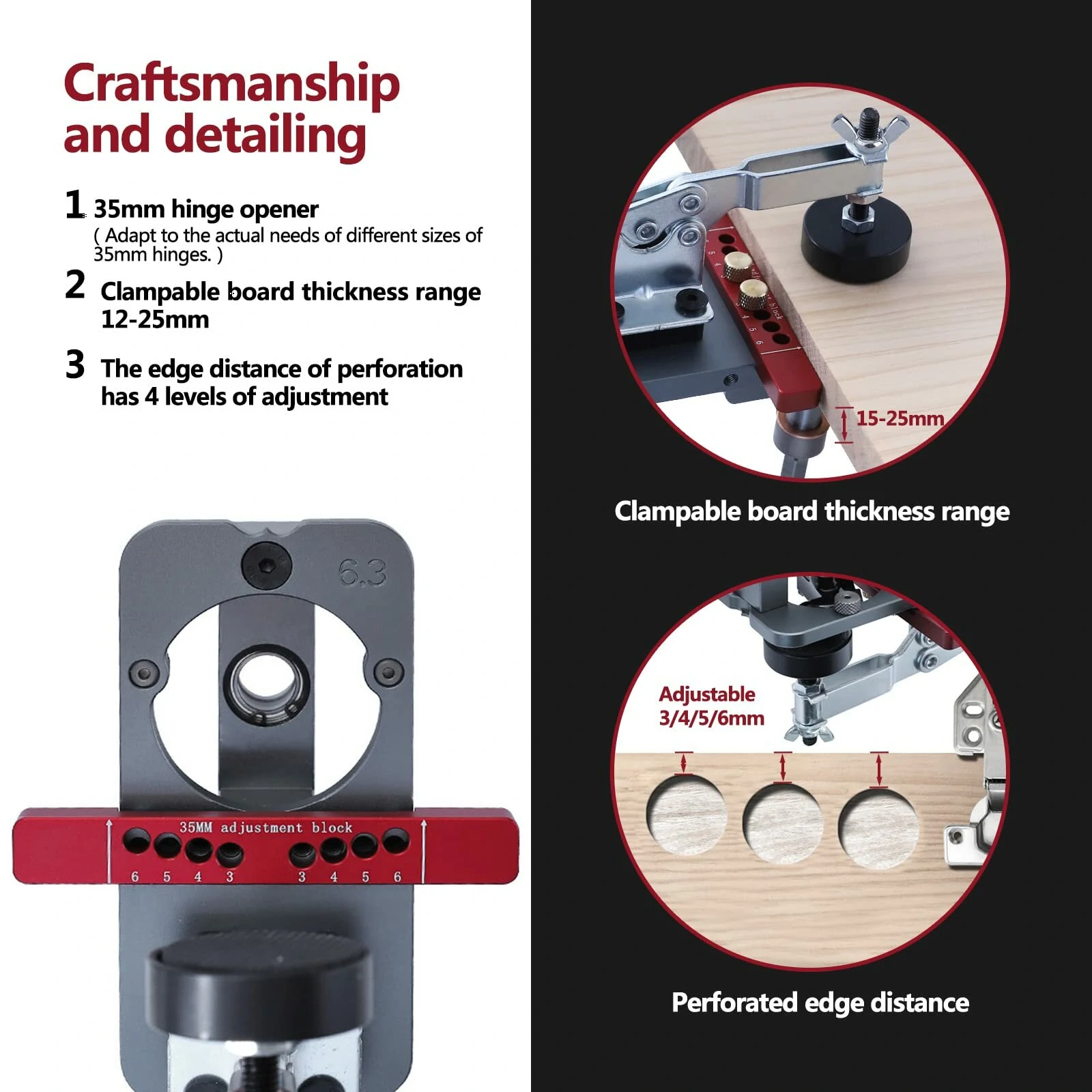 Fonson Tools 35mm Concealed Hinge Jig - Door Cabinet Mounting Guide for Woodworking - Image 2