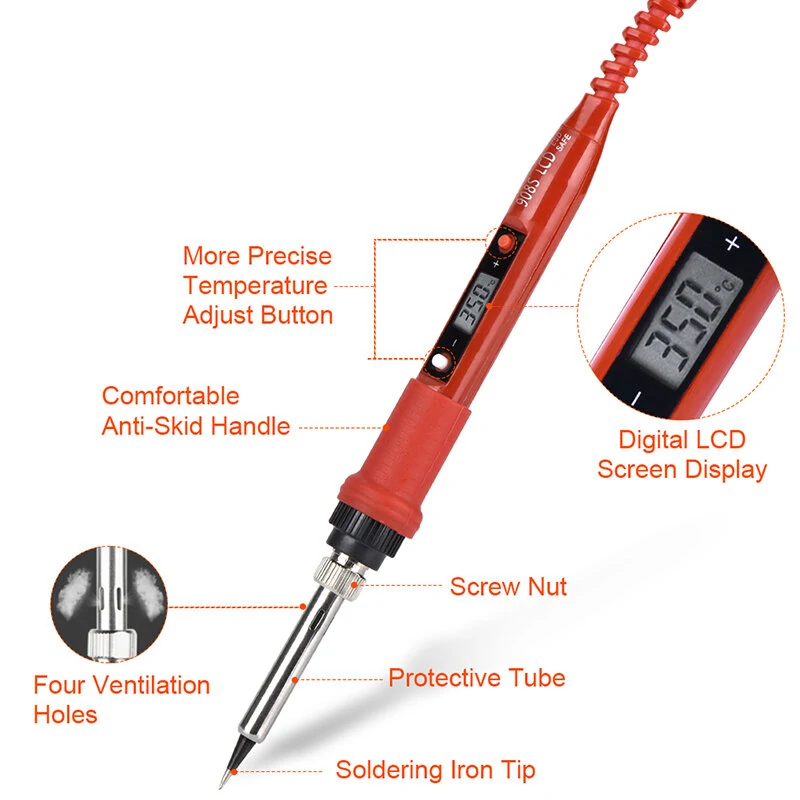 JCD 908S 80W Electric Soldering Iron | LCD Digital Display | Adjustable Temperature 220V/110V - Image 2