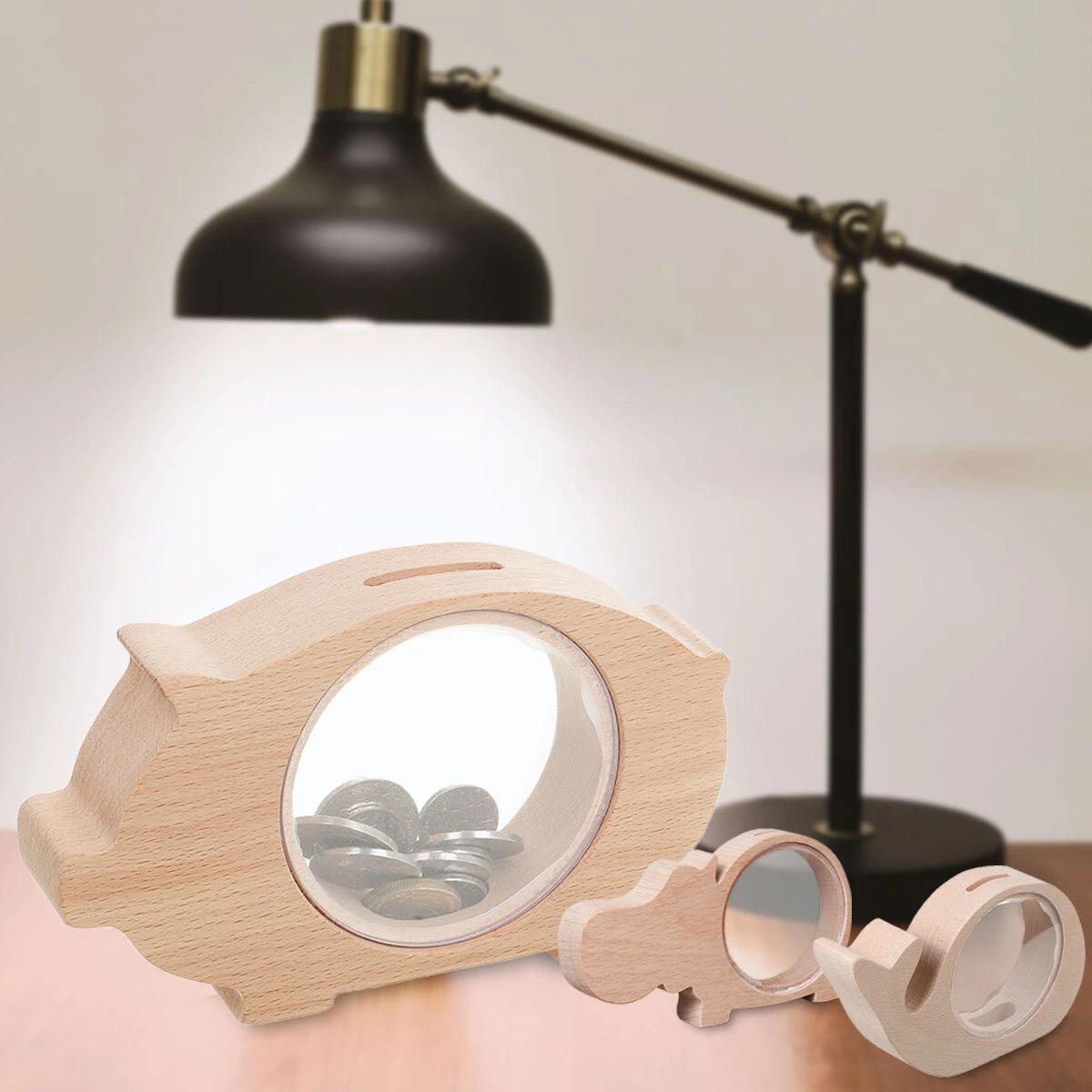 Animal Shape Wooden Piggy Bank - Handcrafted Coin Collecting Box for Kids | Toy Gift - Image 4
