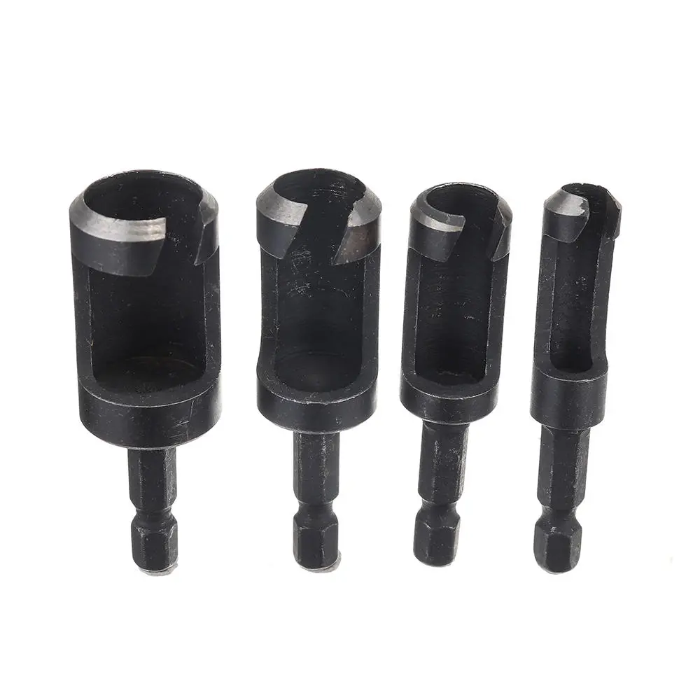 Drillpro 4pc Hex Shank Tenon Plug Cutter Set - 6/10/13/16mm | Woodworking Drill Bits - Image 2