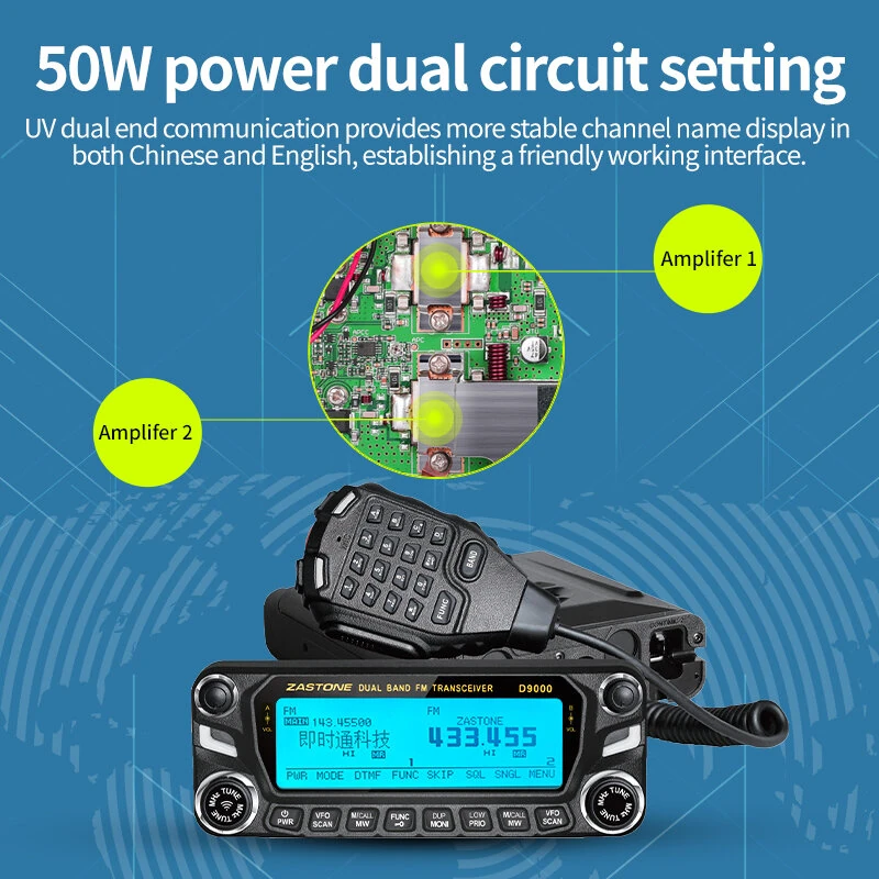 Zastone D9000 50W UHF/VHF Ham Radio | Dual Band 136-174/400-520MHz Transceiver - Image 3