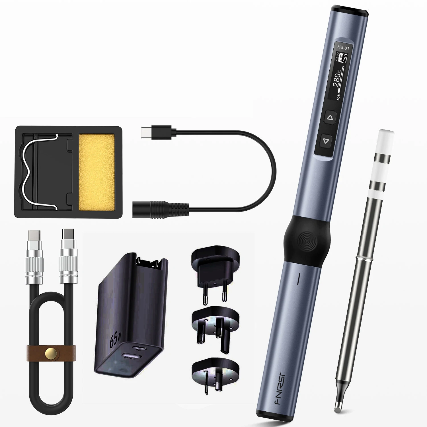 FNIRSI HS-01 Portable Soldering Iron Station Kit - Adjustable Temperature Welder - Image 2