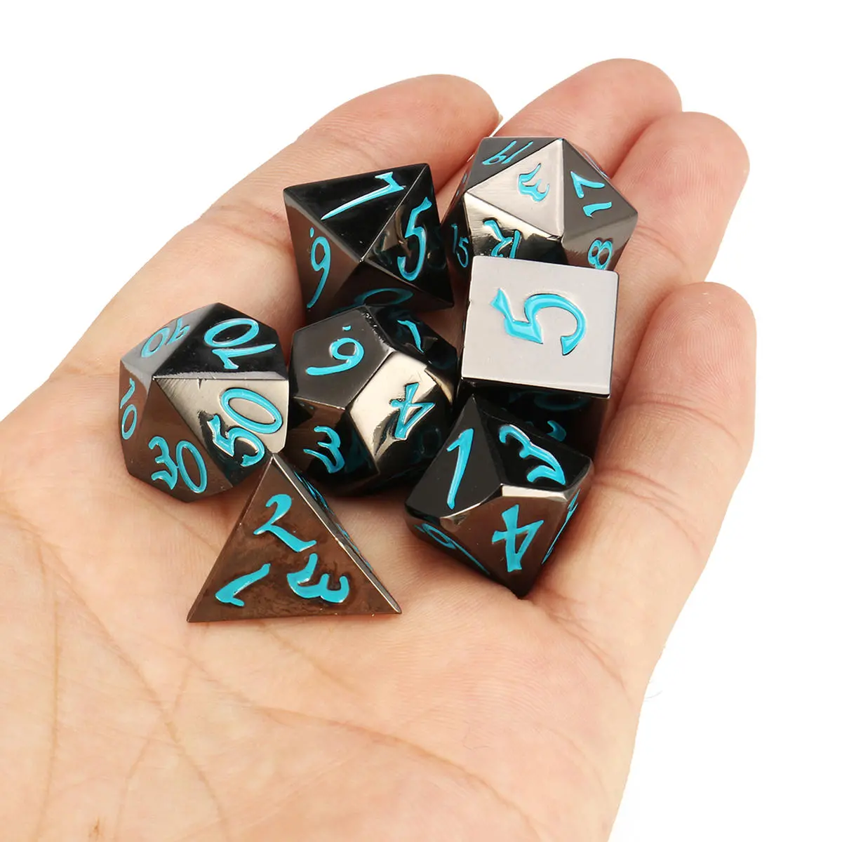 7Pcs Antique Metal Polyhedral Dice Set | RPG D&D Role Playing Game Dice with Bag - Image 4