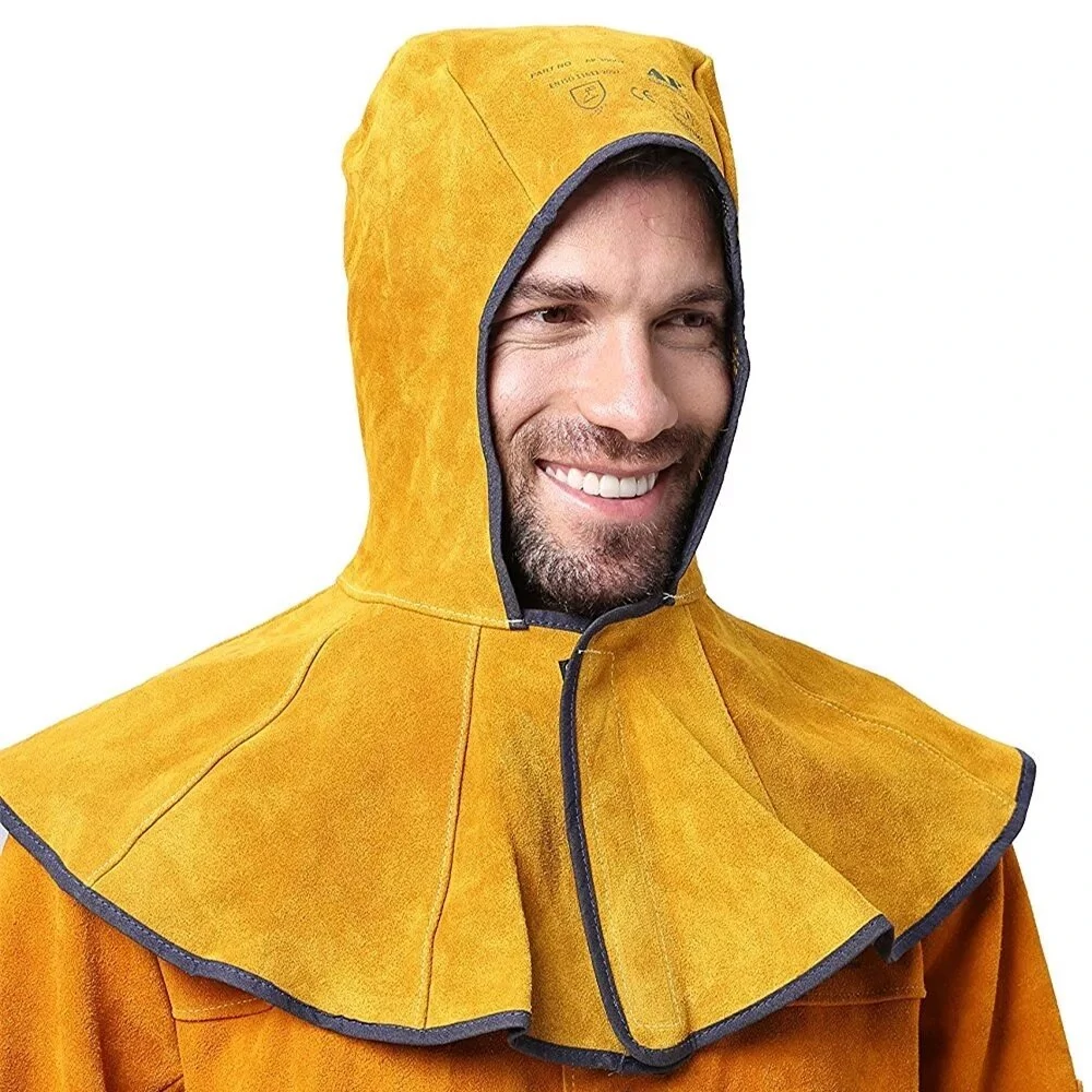 Professional Welding Hood - Cow Leather Hat with Anti-Flame Cotton Lining - Image 5
