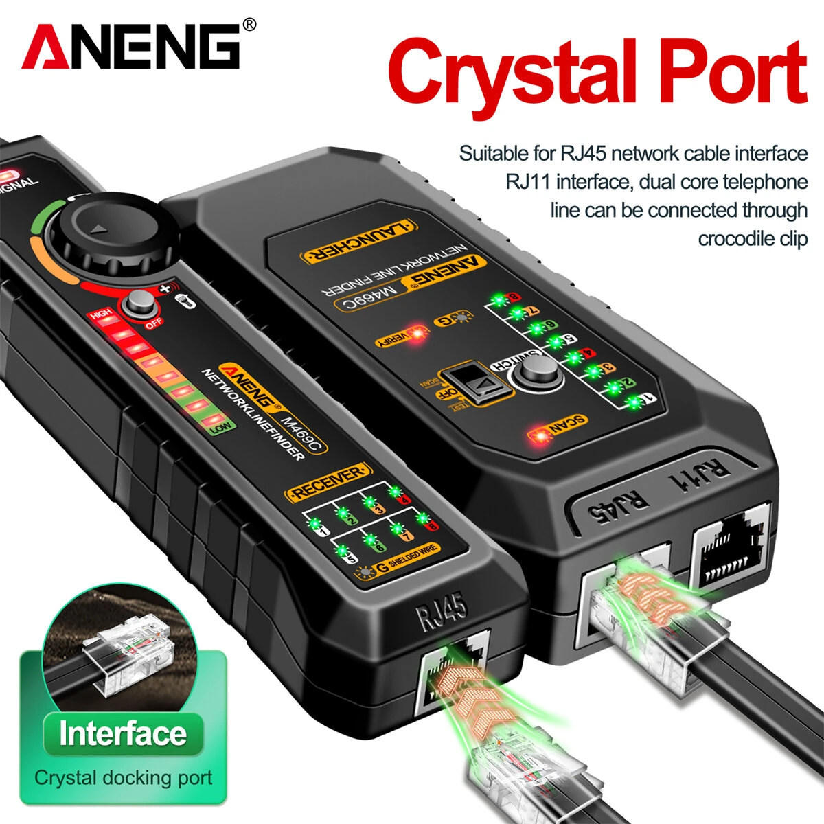 ANENG M469C Network Cable Tester | RJ11 RJ45 Line Finder with Flashlight & Low Voltage Alert - Image 3