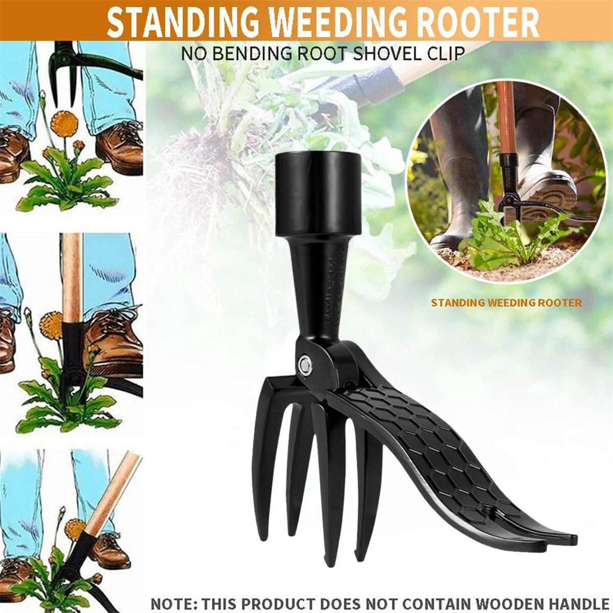 Claw Weeder Stand Up Weed Puller Tool - Metal Root Remover with Foot Pedal - Image 2