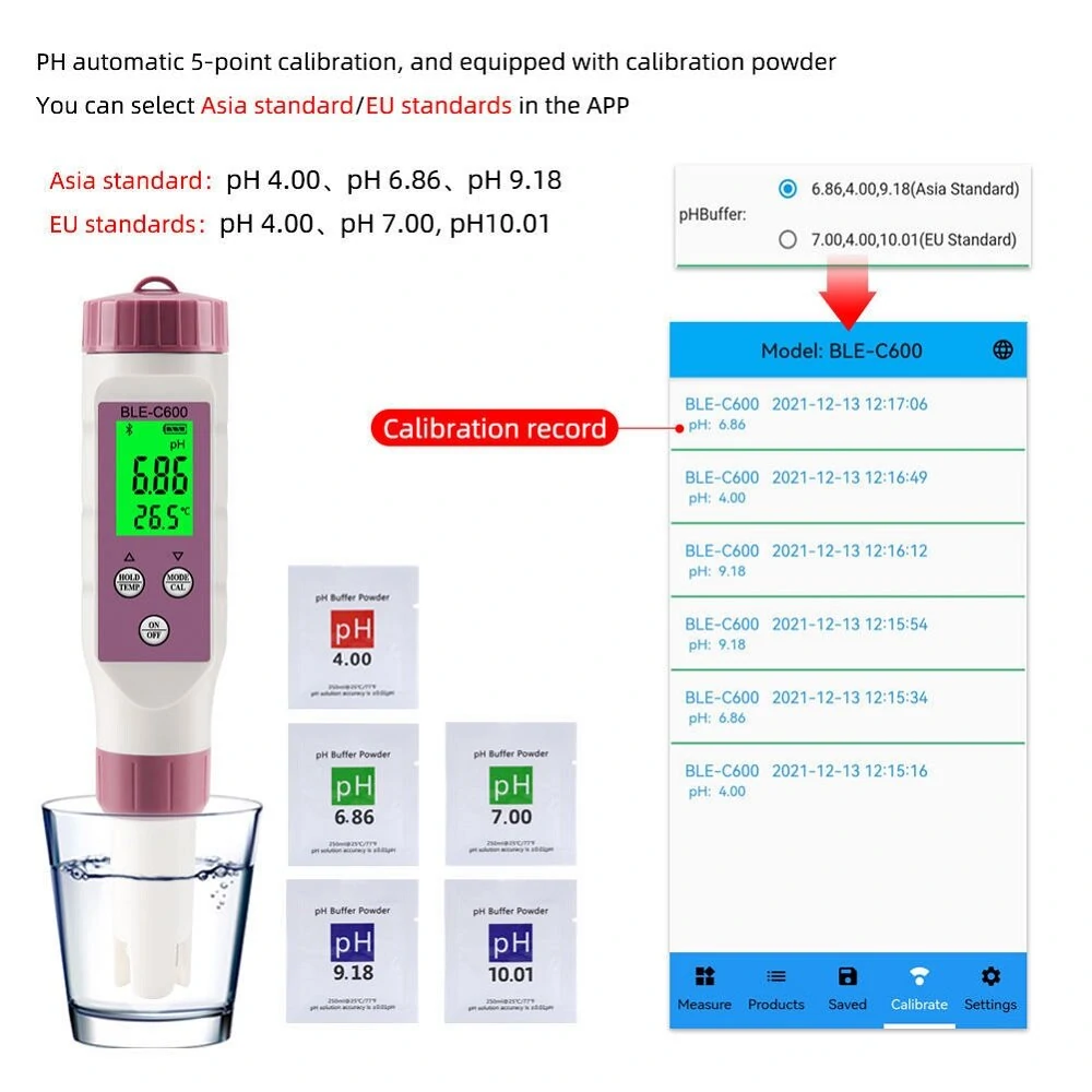 CCOWAY C600 7-in-1 Bluetooth Water Tester | pH TDS EC ORP Temp | Mobile App Control - Image 4